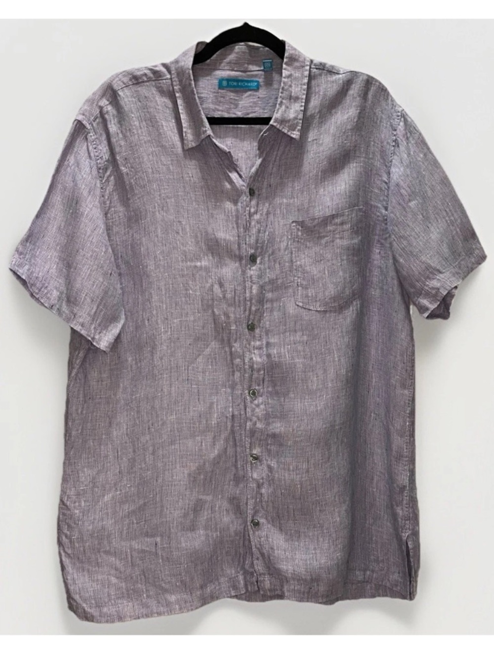 Tori Richards Resortwear Men’s Linen Collared Button Down XL Heathered Lavender